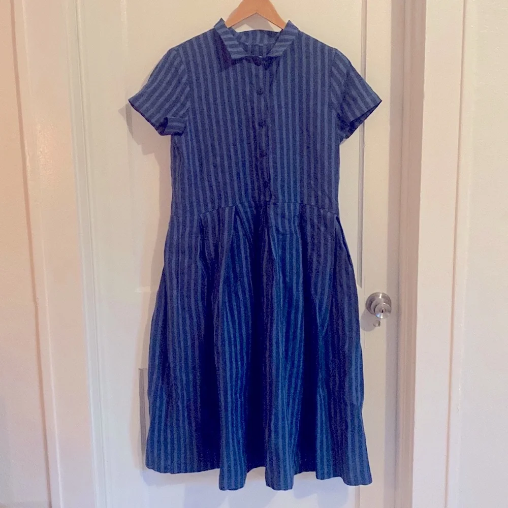 Linen Short sleeve Midi dress - Picture 1 of 5